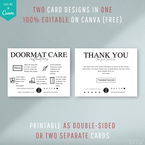 Doormat Flash Card.pdf Doormat Care Card Template, Editable Welcome Mat Care Guide ...