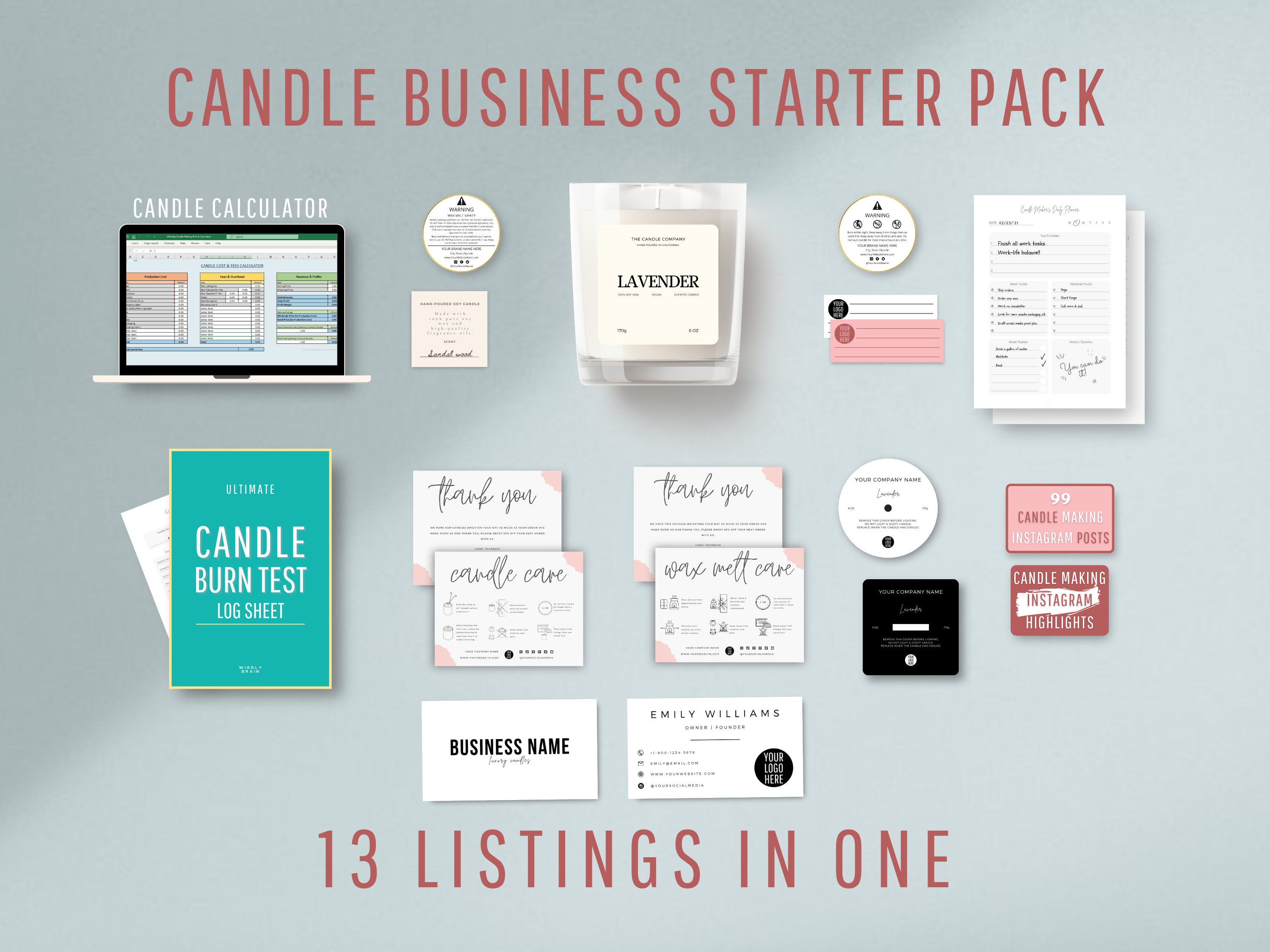 Candle Making Business Starter Pack Bundle Candle Branding Etsy