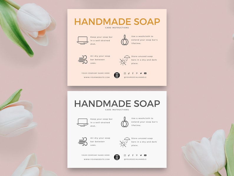 Handmade Soap Care Card Template Editable Soap Bar Care Etsy Australia