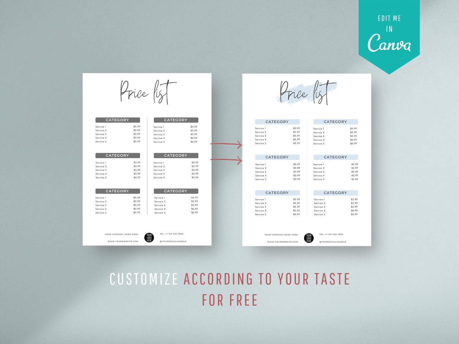 Editable Price List Template Printable Pricing Sheet Beauty | Etsy