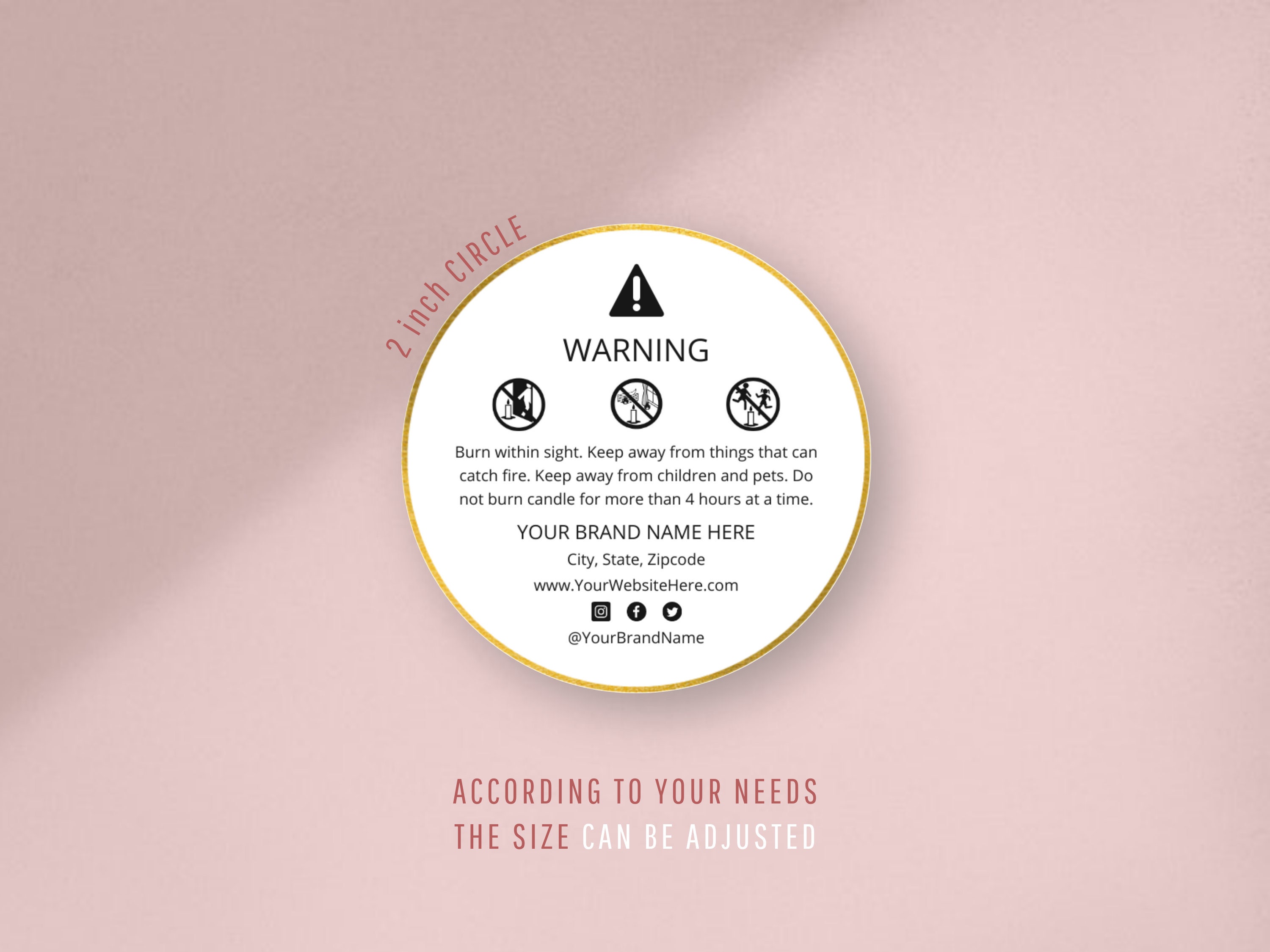 editable candle warning label template safety sticker in