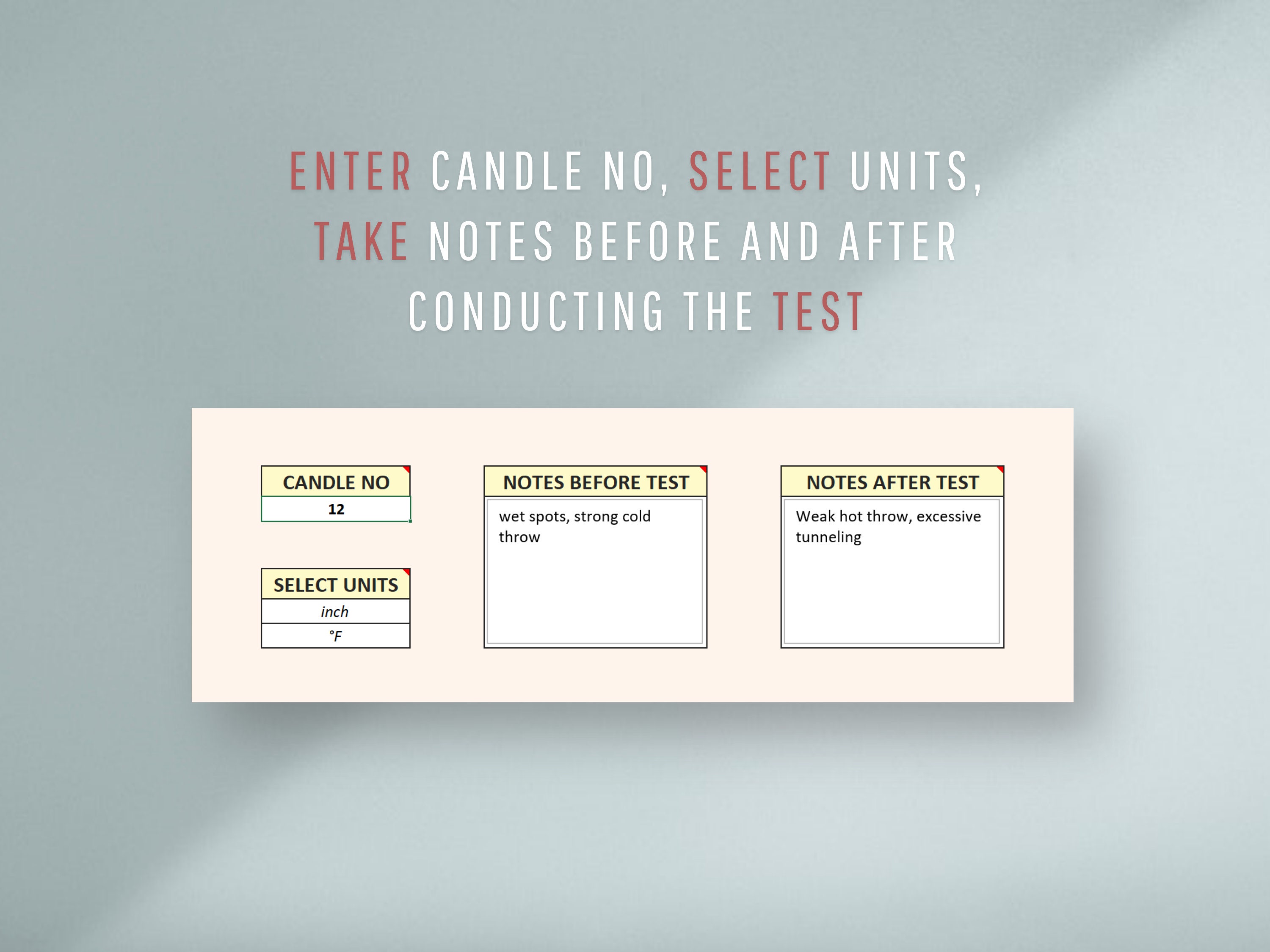 All-in-one Candle Testing Excel Spreadsheet Template, Printable Candle ...