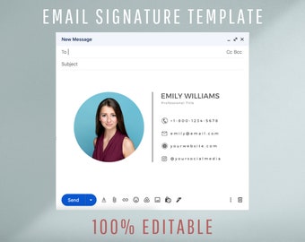 Editable Email Signature Canva Template, Modern Design Email Signature for Gmail, Outlook & all Email Providers