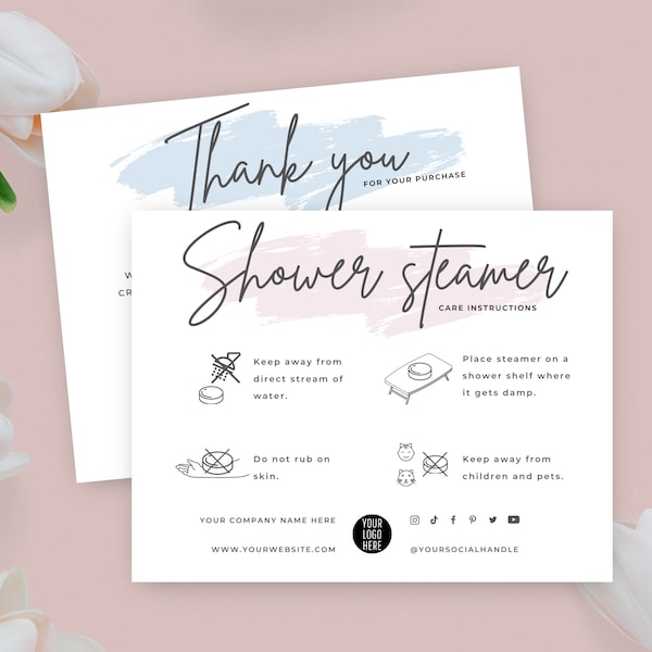 Editable Shower Steamer Care Card Template, Shower Steamer Instructions, Bath Bomb Care Instructions, Bath Fizzies Safety Guide