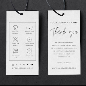 Editable Washing Instructions Hang Tag Template, Customizable Clothing ...