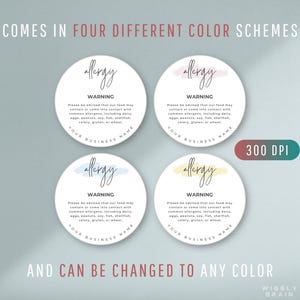 Editable Allergy Warning Label Template, Food Allergens Round Sticker ...