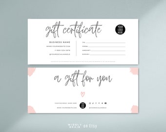 Editable Gift Certificate Template, Printable Gift Voucher Card, Small Business Coupon Template, Boho Design Gift Card, Spa Gift Certificate