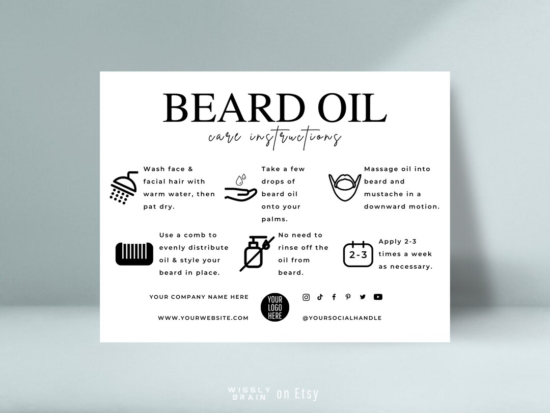 Beard Oil Care Card Template, Mustache Serum Application Instructions, Mens Cosmetics Guide, Beard Balm Care Cards, How to Use Beard Pomade - Etsy beard-oil-care-card-template-mustache-serum-application-instructions-mens-cosmetics-guide-beard-balm-care-cards-how-to-use-beard-pomade-etsy