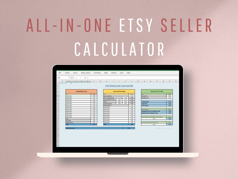 Allinone Etsy Fee Calculator Small Business Spreadsheet Etsy