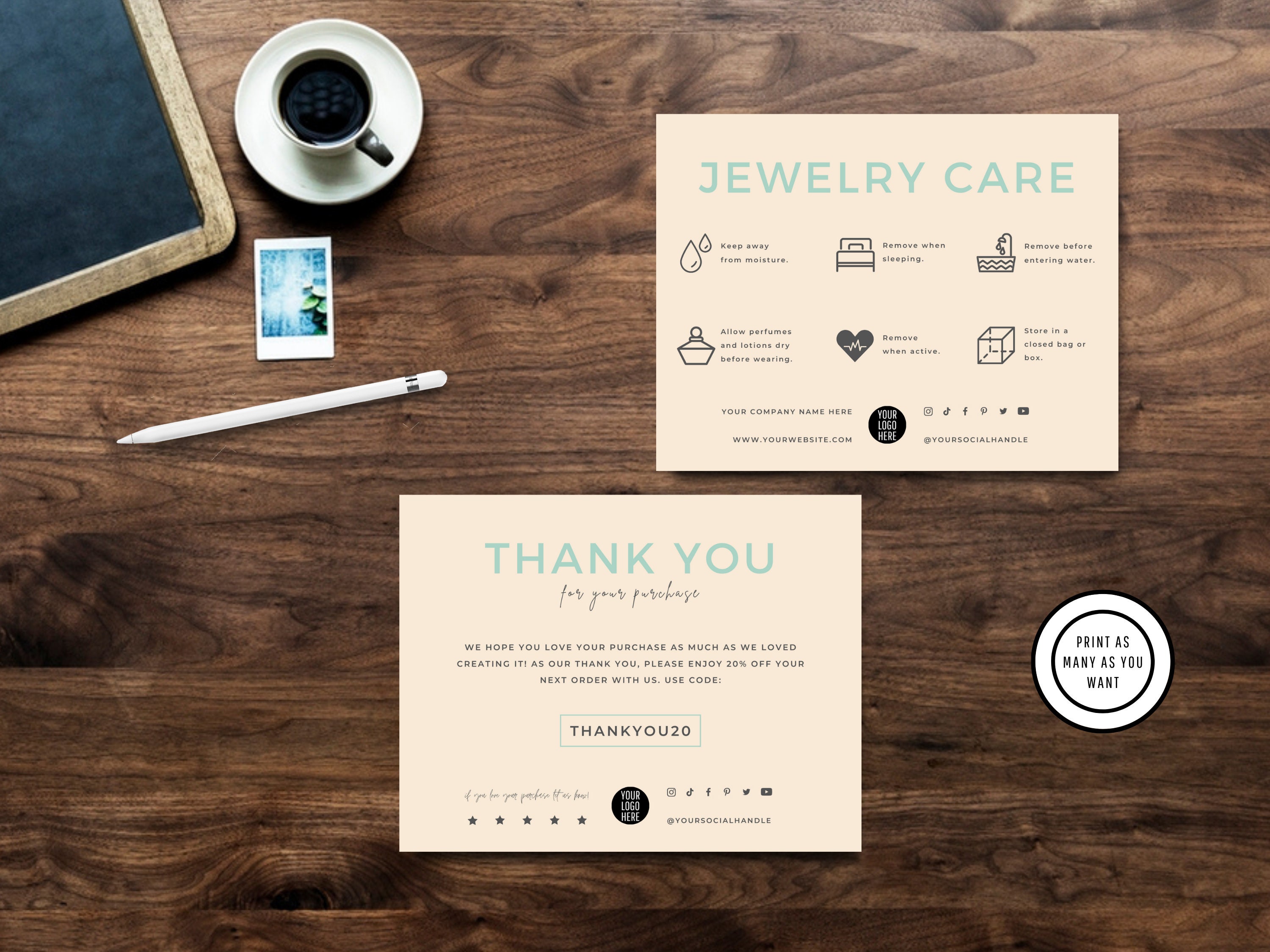 Jewelry Cleaning and Care Cards | Package of 50 | Bling Earrning Design | Jewelry Bling Queen Care Instructions