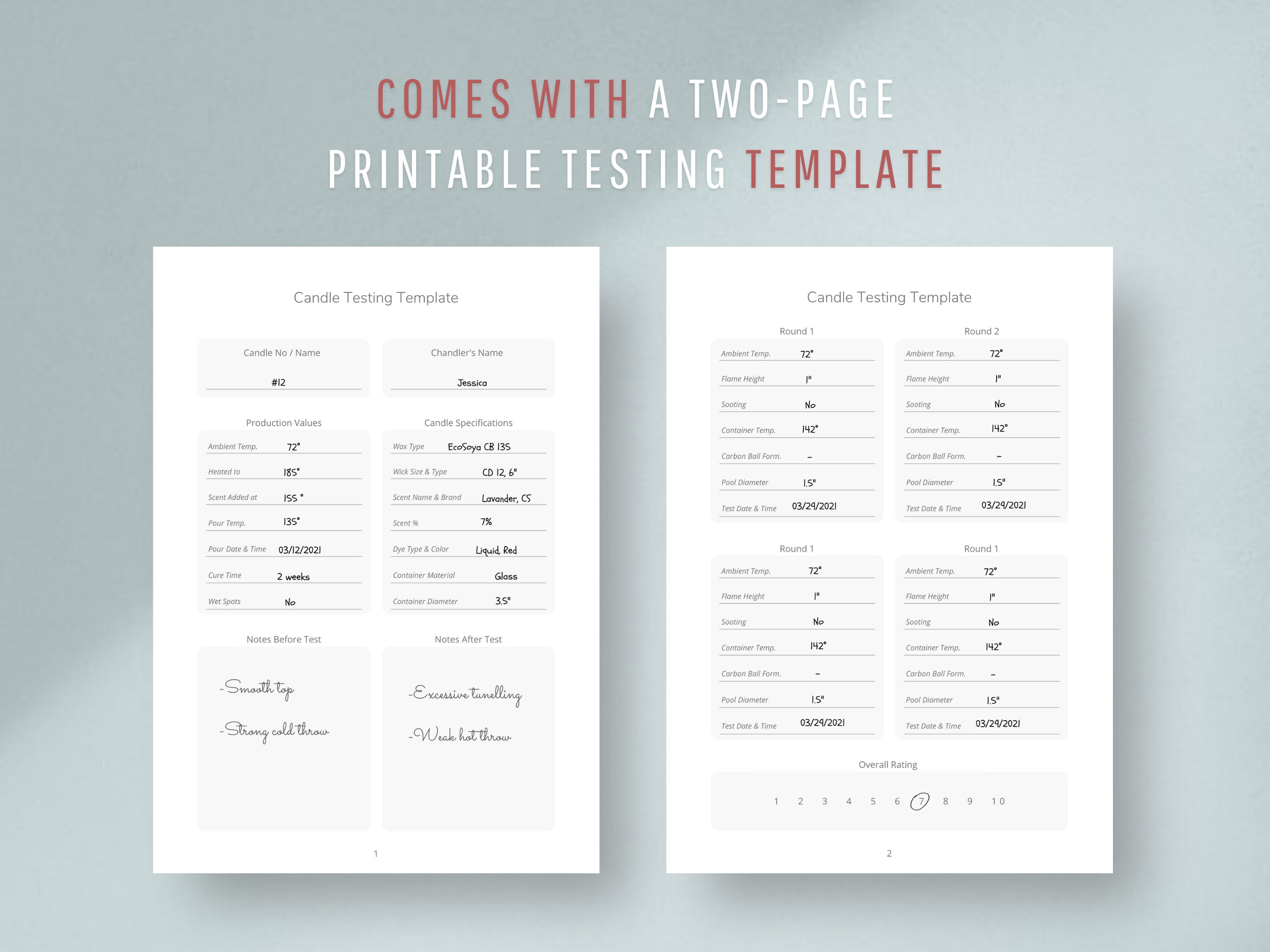 All-In-One Candle Testing Template & Printable Editable Burn | Etsy