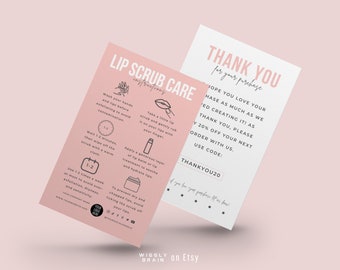 Editable Lip Scrub Care Card Template, Lips Sugar Scrub Care Guide ...