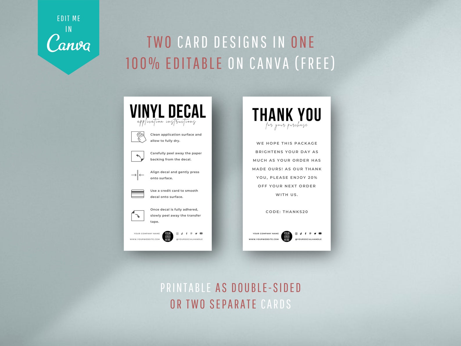 Vinyl Instructions Card Template Editable Vinyl Decal - Etsy