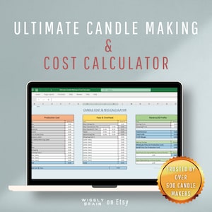 Calculadora de velas todo en uno, calculadora de costos de fabricación de velas y plantilla de hoja de cálculo de precios para empresas de velas
