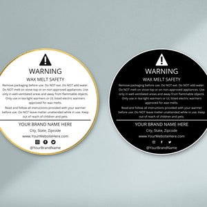 editable wax melt warning labels safety warning wax tart etsy
