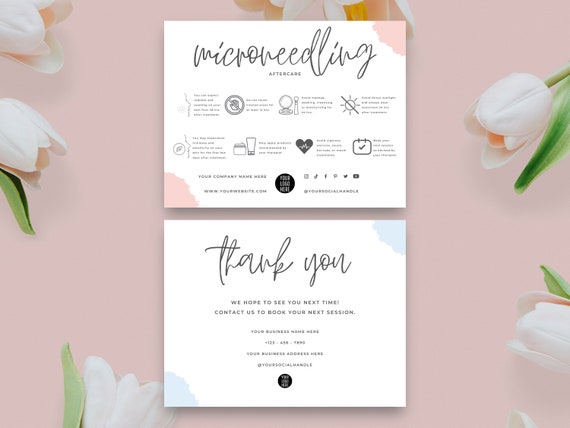 Microneedling Aftercare Card Template, Editable Facial Care Card, Facial Treatment Post Care Instructions, Collagen Induction Therapy
