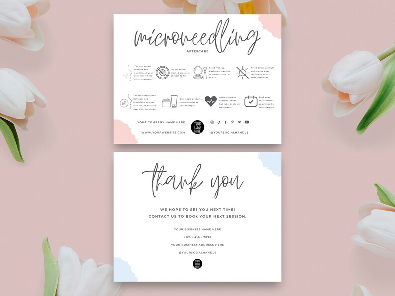 Editable microneedling aftercare card template