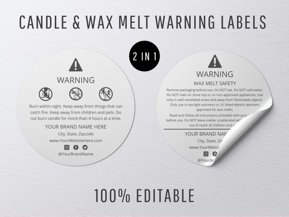 Wax Melt Warning Label Template