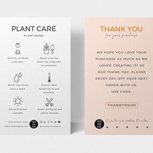 Plantilla de tarjeta de cuidado de plantas, tarjetas de cuidado de suculentas, inserciones de etiquetas de cuidado de plantas, instrucciones de cuidado de plantas de interior imprimibles