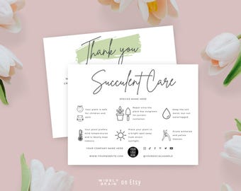 Editable Succulent Care Card Template, Indoor Plant Care Printable Instructions, Succulent Care Printable, Plant Care Tags, Houseplant Card