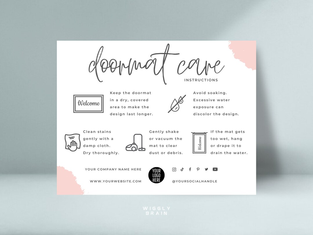 Doormat Flash Card.pdf Editable Doormat Care Card Template, Welcome Mat Care Guide ...