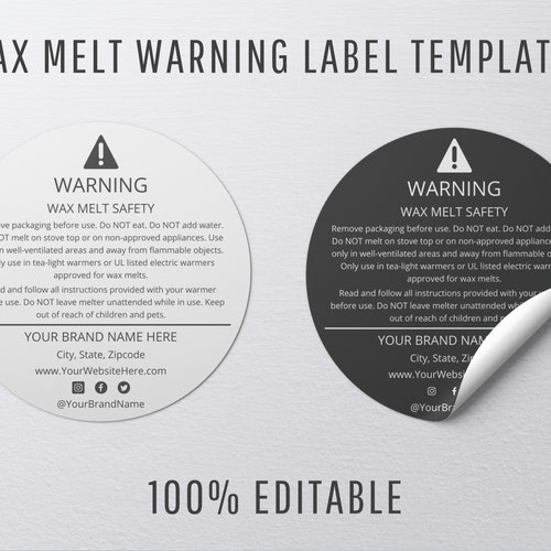 Labels x 125 Safety Warning Law Legal Wax Melt Safety Candle Stickers 
