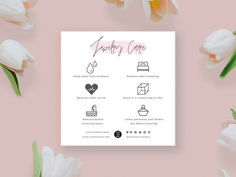 Jewelry Care Card Template Printable Jewellery Care - Etsy