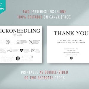 Modèle de carte de soins de suivi de microneedling, Carte de soins du visage modifiable, Instructions de soins du visage pour les soins du visage, Thérapie d'induction au collagène image 2