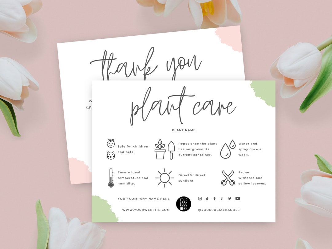 Editable Plant Care Card Template, Succulent Care Cards, Plant Care Tags Inserts, Indoor Plant