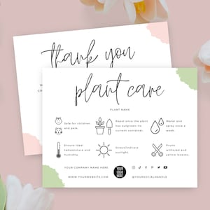Plantilla editable de tarjeta de cuidado de plantas, tarjetas de cuidado de suculentas, inserciones de etiquetas de cuidado de plantas, instrucciones de cuidado de plantas de interior imprimibles