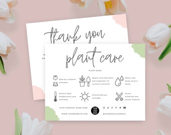 Editable Plant Care Card Template, Succulent Care Cards, Plant Care Tags Inserts, Indoor Plant Care Instructions Printable