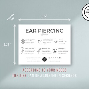 Editable Ear Piercing Aftercare Template, Piercing Guide, Minimalist ...