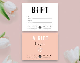 Editable Gift Certificate Template, Gift Card Template, Small Business Gift Voucher, Shop Voucher Template, DIY Printable Gift Cards