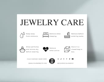 Jewelry Care Card Template, Printable Jewelry Instructions, Editable Care  Card Inserts, Custom Earring Care Cards, Selling on  