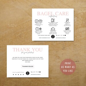 Editable Bagel Care Card Template, Bread Roll Storage Instructions ...