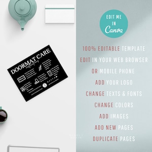 Doormat Flash Card.pdf Doormat Care Card Template, Editable Welcome Mat Care Guide ...