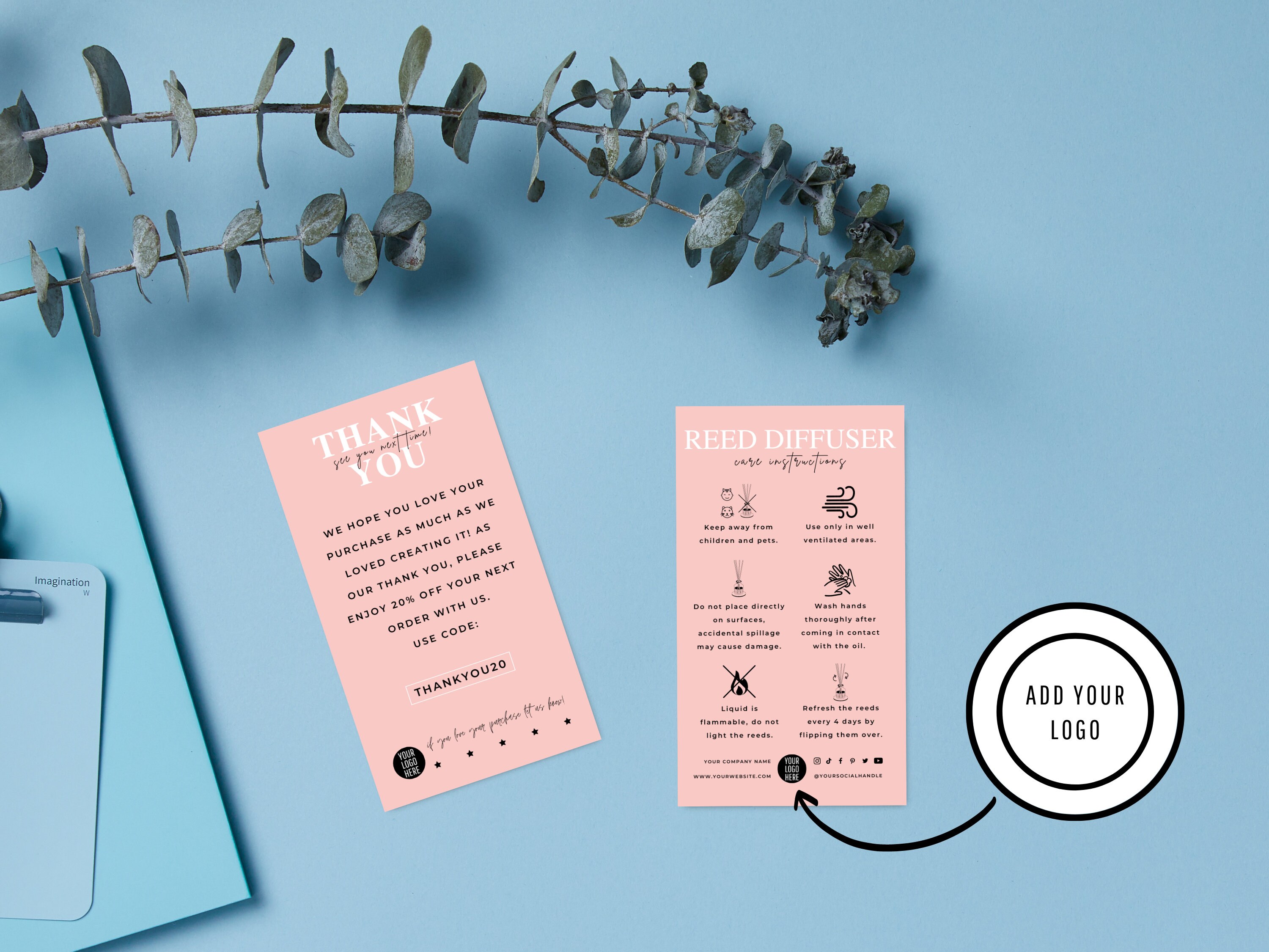 Mini Reed Diffuser Care Card Template, Editable Room Scent Care ...