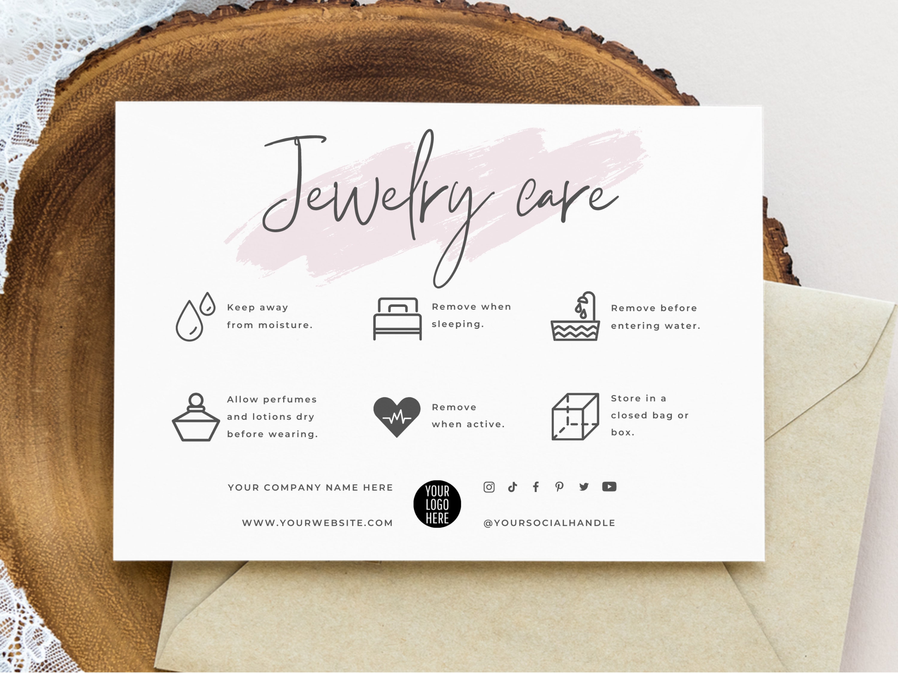 Printable Jewelry Care Card