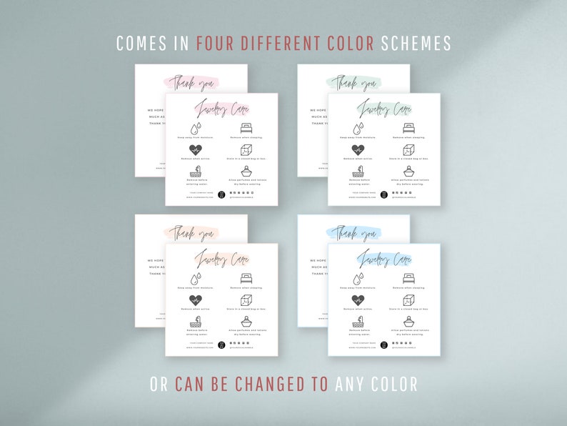 Jewelry Care Card Template Printable Jewellery Care - Etsy
