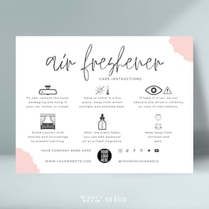 Air Freshener Care Card Template, Editable Sublimation Air Freshener Care Guide, Boho Design Printable Car Freshener Instructions Canva