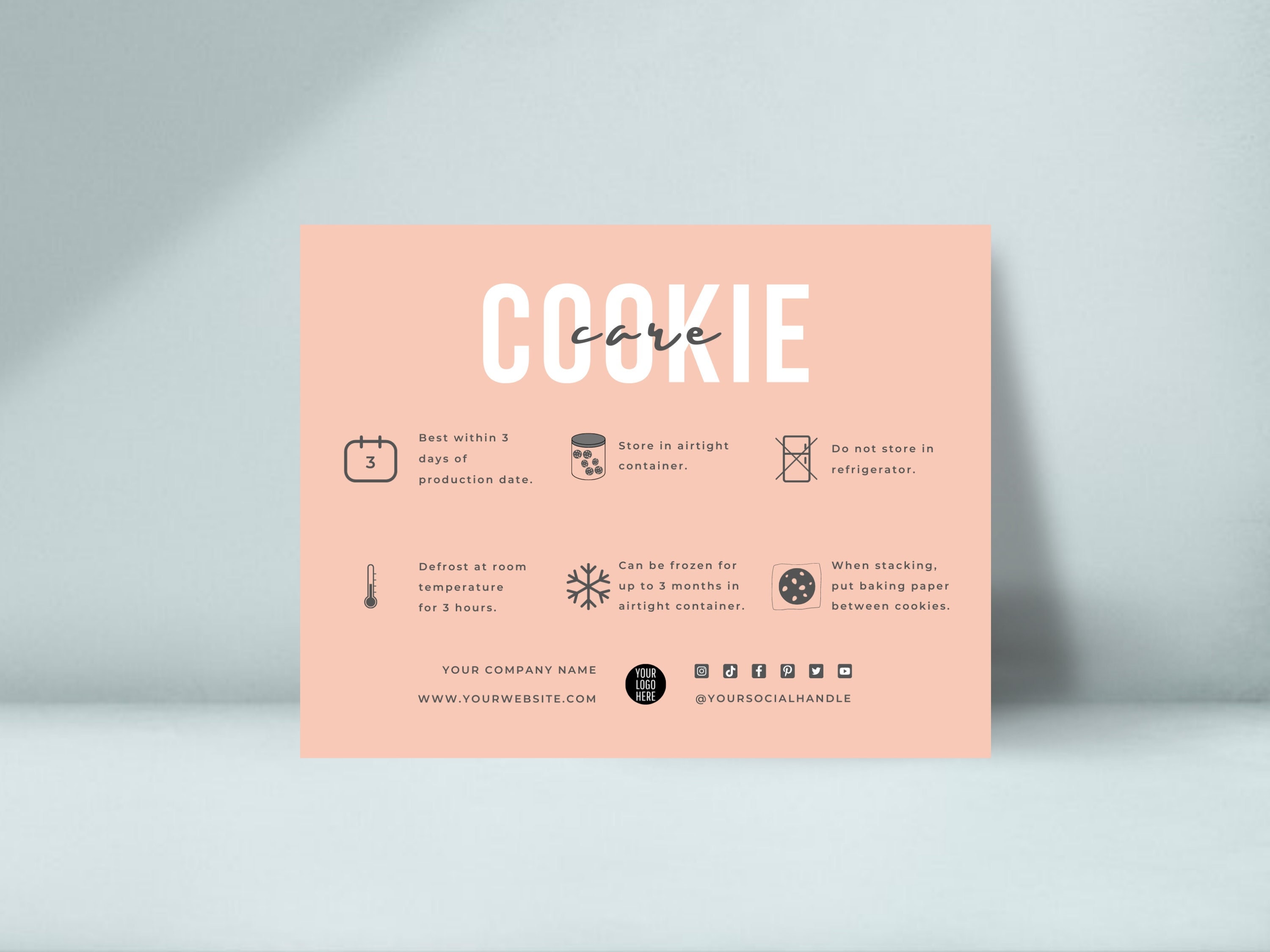 Cookie Care Card Template Editable Cookies Care Instructions Etsy Ireland