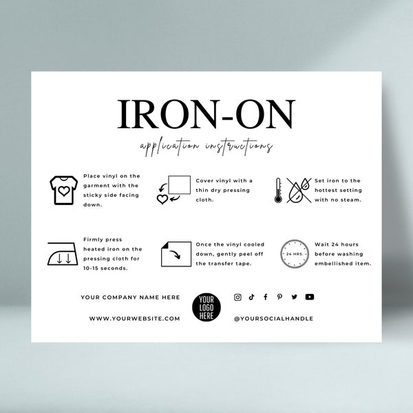 Iron on Transfer Instructions Card Etsy