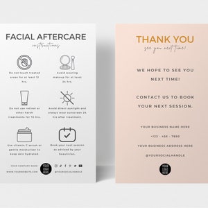 Modèle de carte modifiable pour les soins du visage, guide de soins du visage, instructions d'entretien minimalistes pour les esthéticiennes