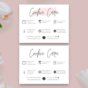 Editable Cookie Care Card Template, Cookies Care Instructions, Bakery Care Guide, Biscuits Freezing Instructions, Minimalist Canva Template