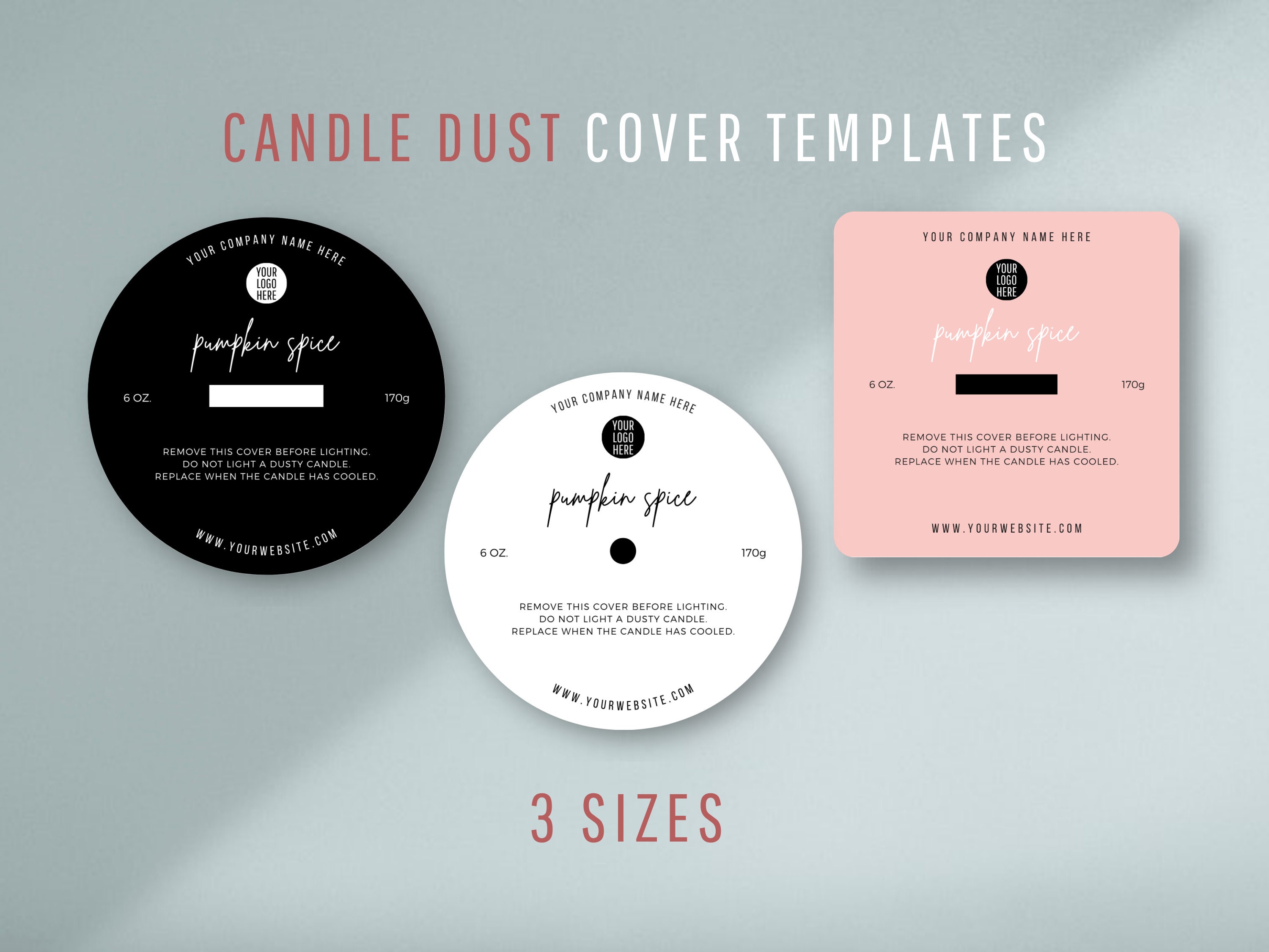 Candle Dust Cover Template, Editable Candle Dust Covers, Printable