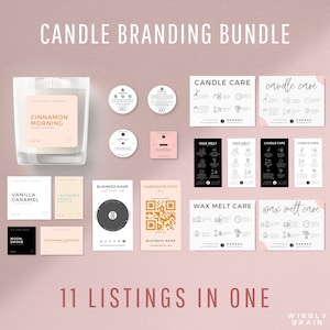 Candle Business Branding Bundle, Candle Care Card, Candle Label, Warning Labels for Candle and Wax Melts