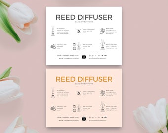 Editable Reed Diffuser Care Card Template, Printable Reed Diffuser Care Instructions, Room Diffuser Care Guide Inserts, Room Scent Manual
