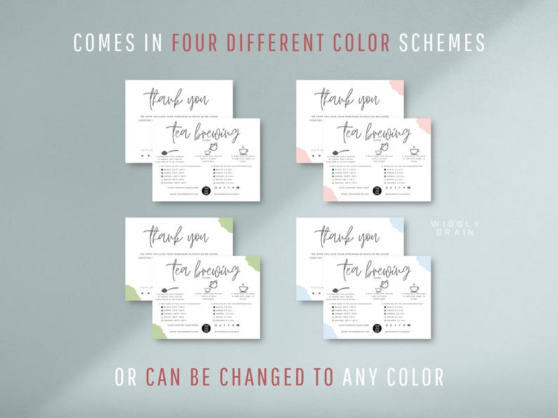 Tea Brewing Guide Card Template, Editable Loose Tea Steeping ...
