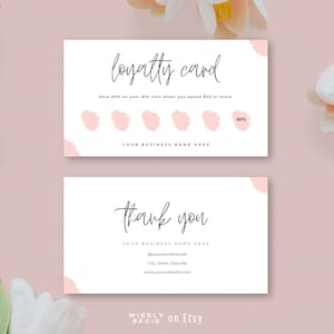 Modelo de cartão de fidelidade comercial para impressão, cartão de desconto de recompensas, cartões de carimbo editáveis, design Canva, cartão perfurado em cores pastel em 4 variações
