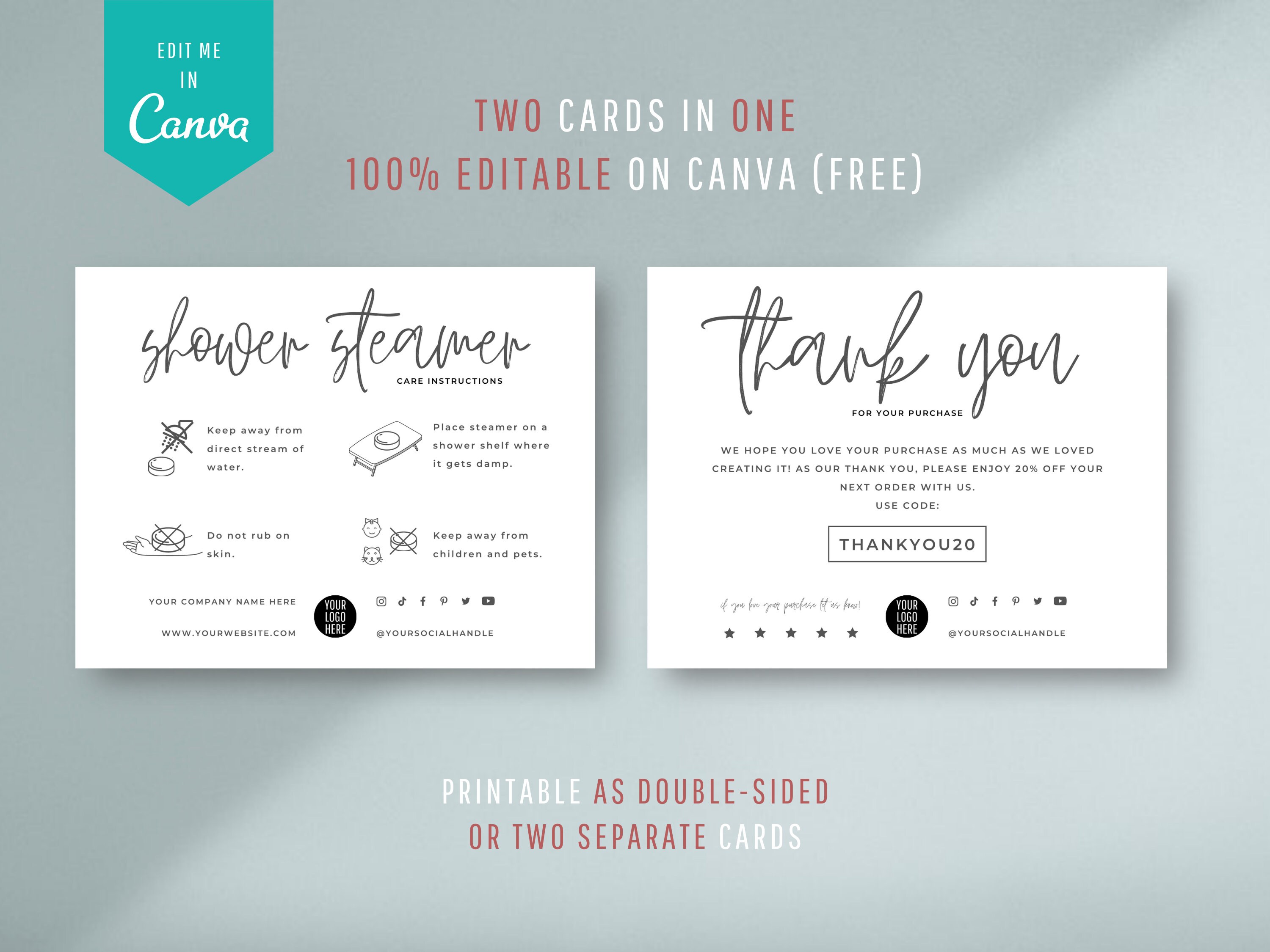 Editable Shower Steamer Care Card Template Shower Steamer | Etsy